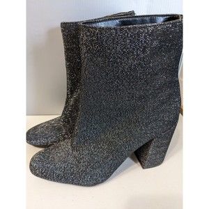 Jessica Simpson Ankle Boot Size 9 Glitter Shimmer Square Toe Block‎ Heel Black
